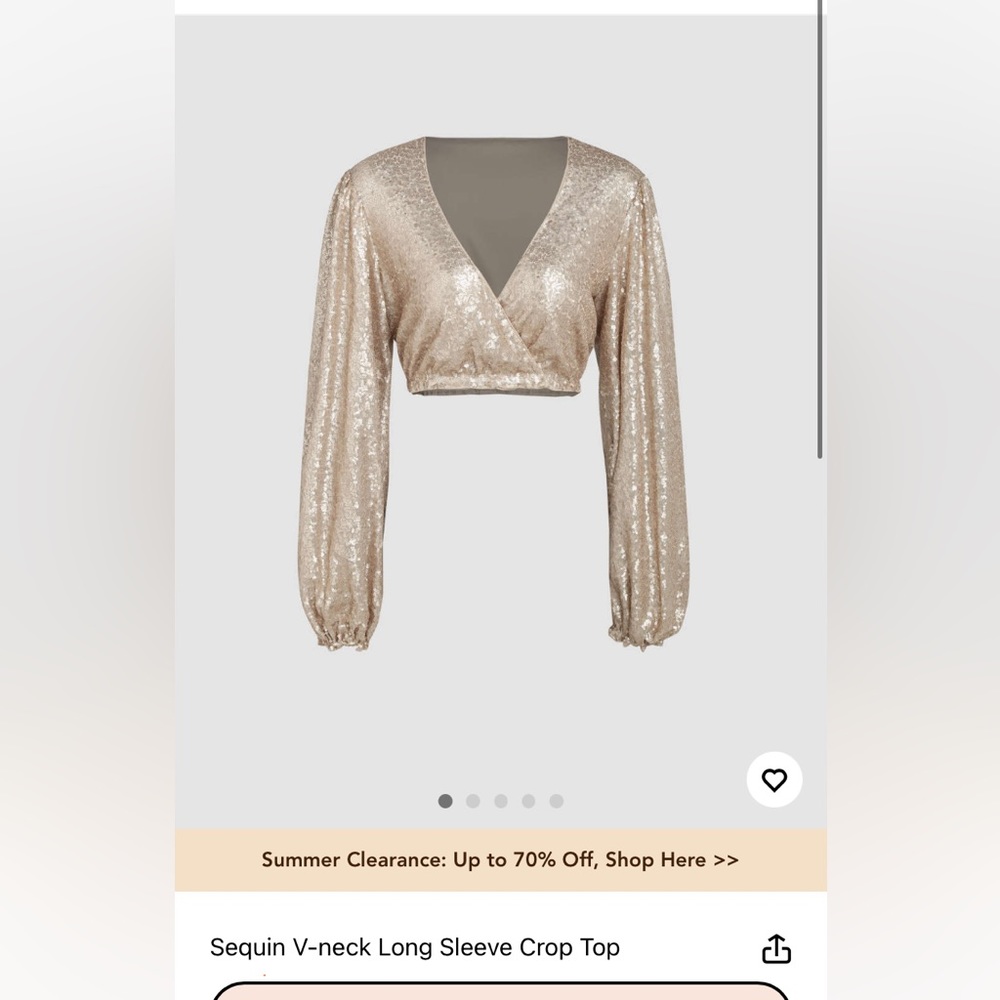NWT cute sequin sparkly long sleeve v neck crop top from Cider